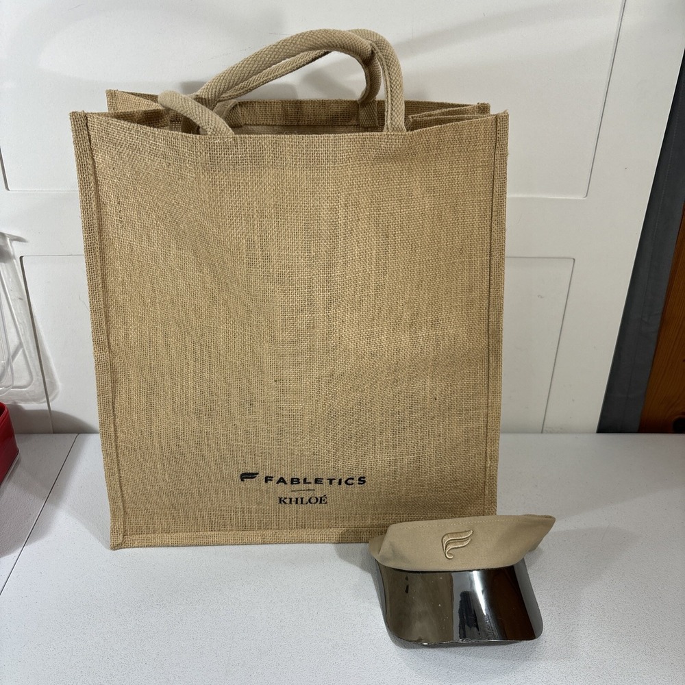 Fabletics X Khloé Promo Burlap Tote Bag & Visor NEW Rare!